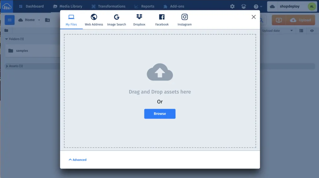 Cloudinary Drag &amp; Drop